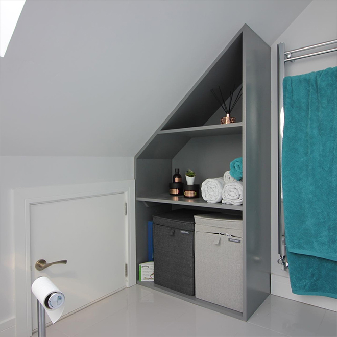 Bespoke storage solution for a bathroom in Farnborough